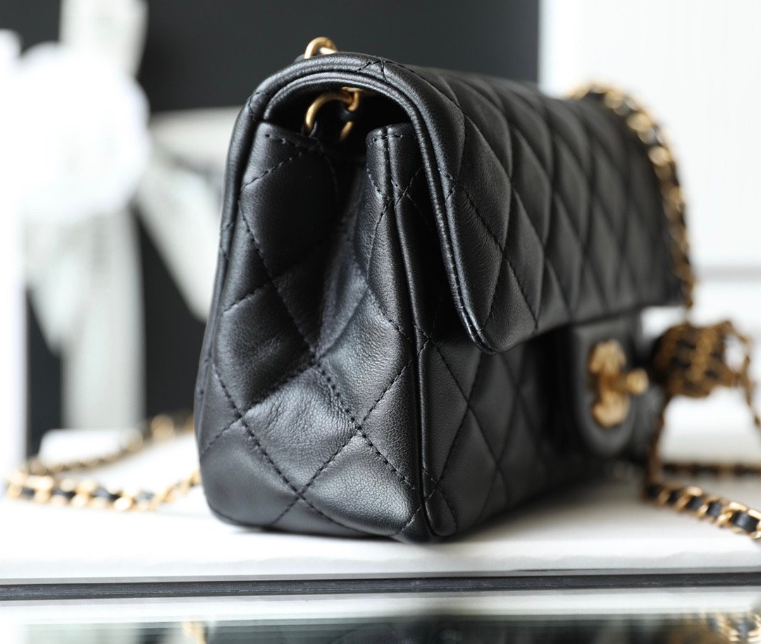 Chanel 22S “Walnut” Woven Gold Ball Mini Flap Bag 2 Sizes Black 14