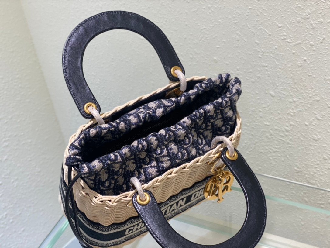 Lady Dior Wicker Top Handle Bag 24cm Multiple Colors 16