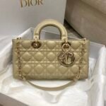 Dior Lady D-Joy Bag Cream Apricot Lambskin 26cm