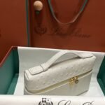 Loro Piana Extra Pocket L19 Ostrich Leather Pouch White 2