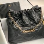 Chanel 22 Style Shiny Calfskin Drawstring Shopping Bag (2022 Collection) 2