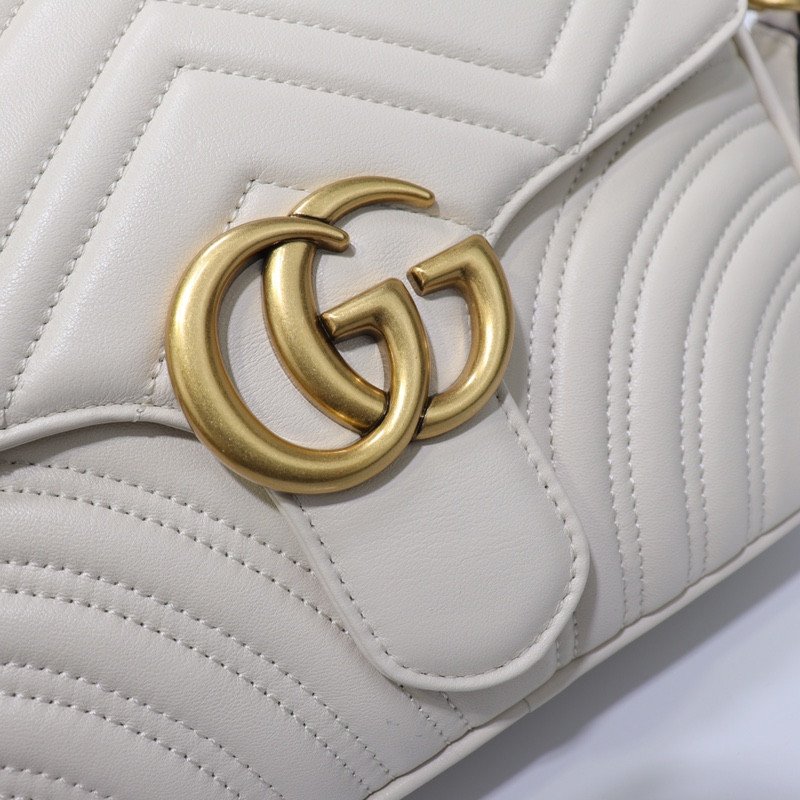 Gucci GG Marmont Top Handle Messenger Bag 25cm Matelassé Leather with Web Strap 21