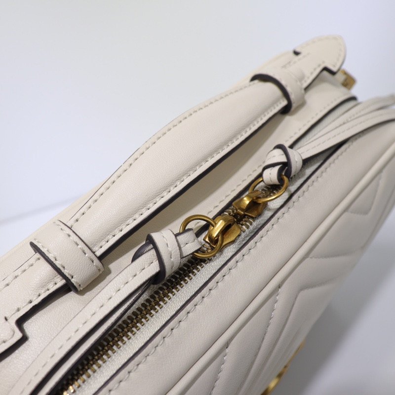 Gucci GG Marmont Top Handle Messenger Bag 25cm Matelassé Leather with Web Strap 23