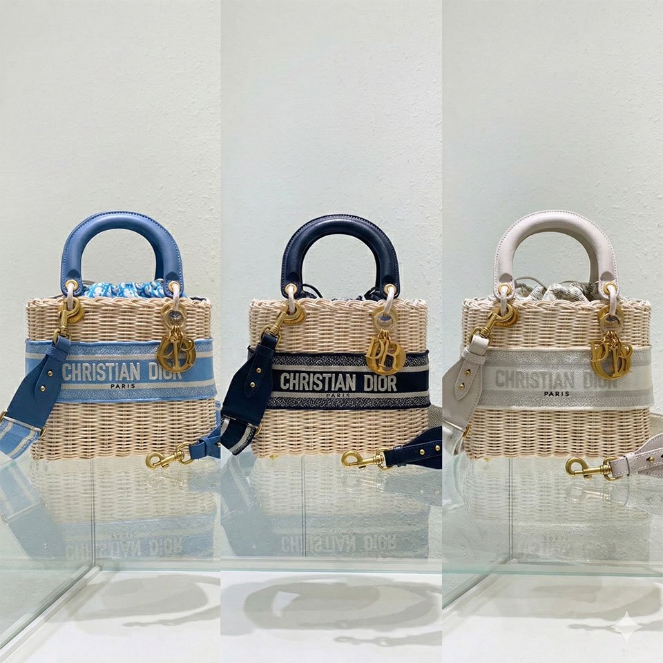 Lady Dior Wicker Top Handle Bag 24cm Multiple Colors 27