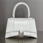 Balenciaga Hourglass Crocodile-Embossed Handbag (XS & Small) White 29