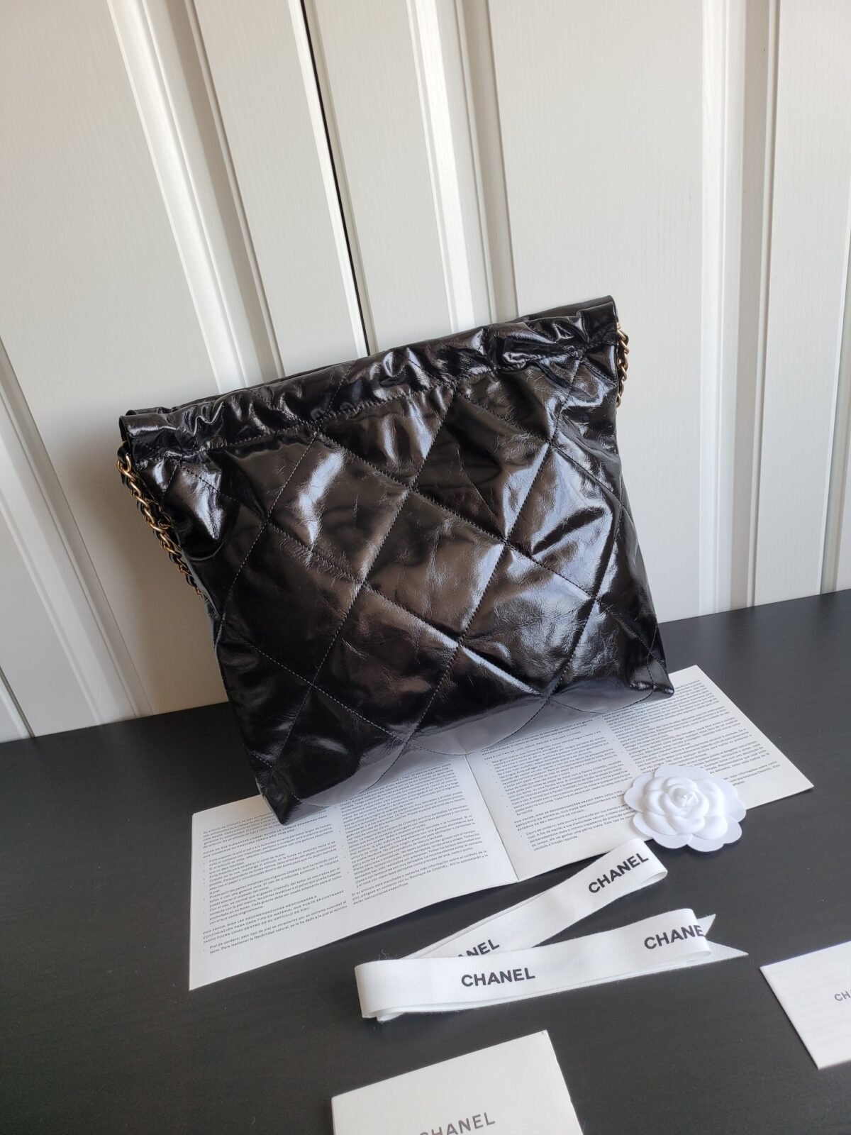 Chanel 22 Shiny “Oil Wax” Calfskin Tote Handbag 3