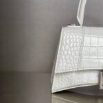 Balenciaga Hourglass Crocodile-Embossed Handbag (XS & Small) White 34