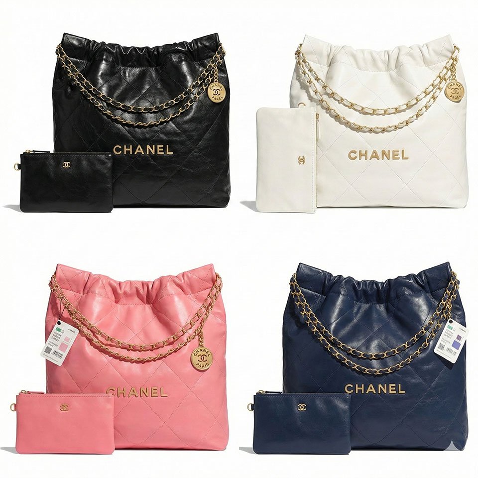 Chanel 22 Style Shiny Calfskin Drawstring Shopping Bag (2022 Collection) 37