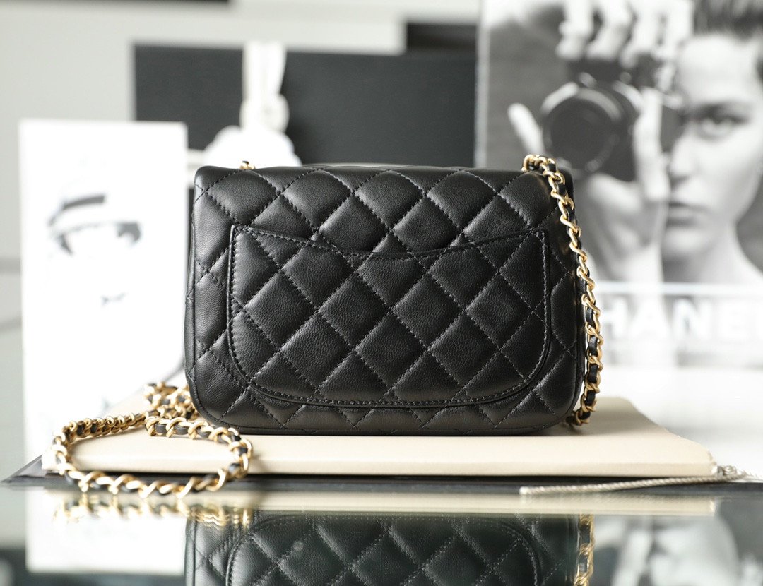 Chanel 22S “Walnut” Woven Gold Ball Mini Flap Bag 2 Sizes Black 4
