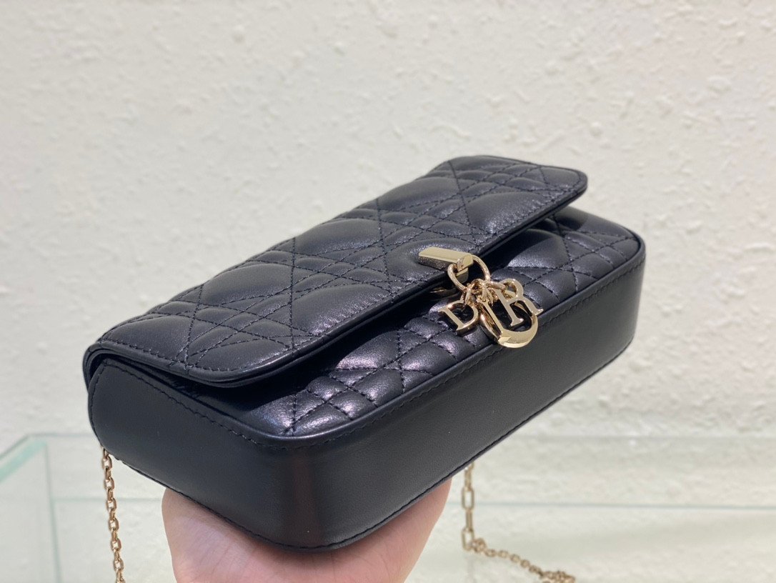Dior Lady Dior Pouch 19cm Cannage Calfskin with Pearl Detail Chain 4
