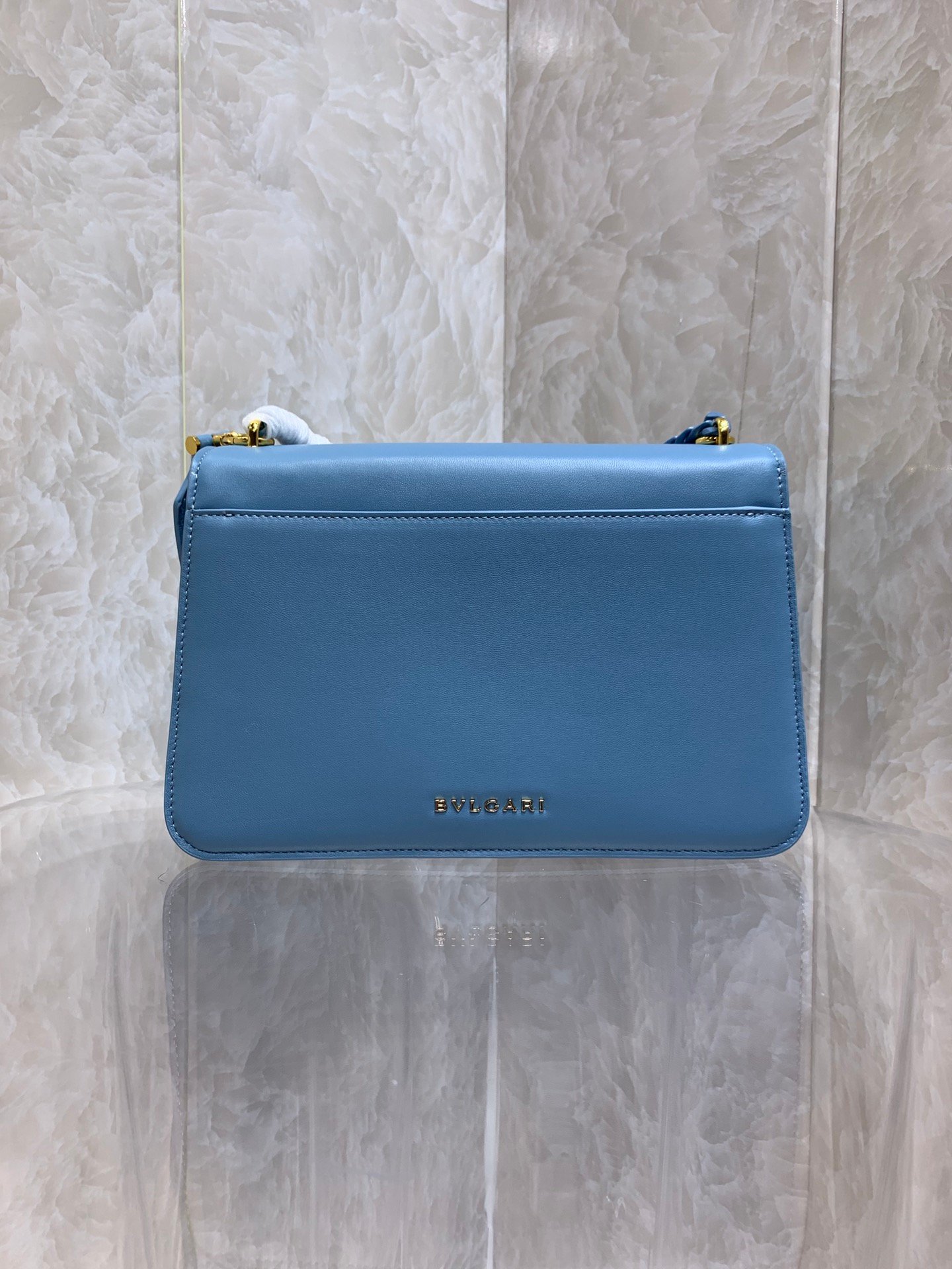 Bvlgari Serpenti Forever Maxi Chain Leather Crossbody Bag 25cm Glacier Blue 4