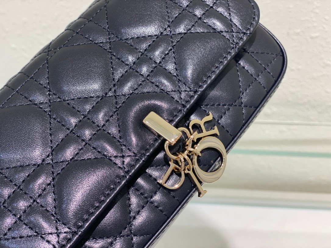 Dior Lady Dior Pouch 19cm Cannage Calfskin with Pearl Detail Chain 5