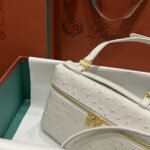 Loro Piana Extra Pocket L19 Ostrich Leather Pouch White 6
