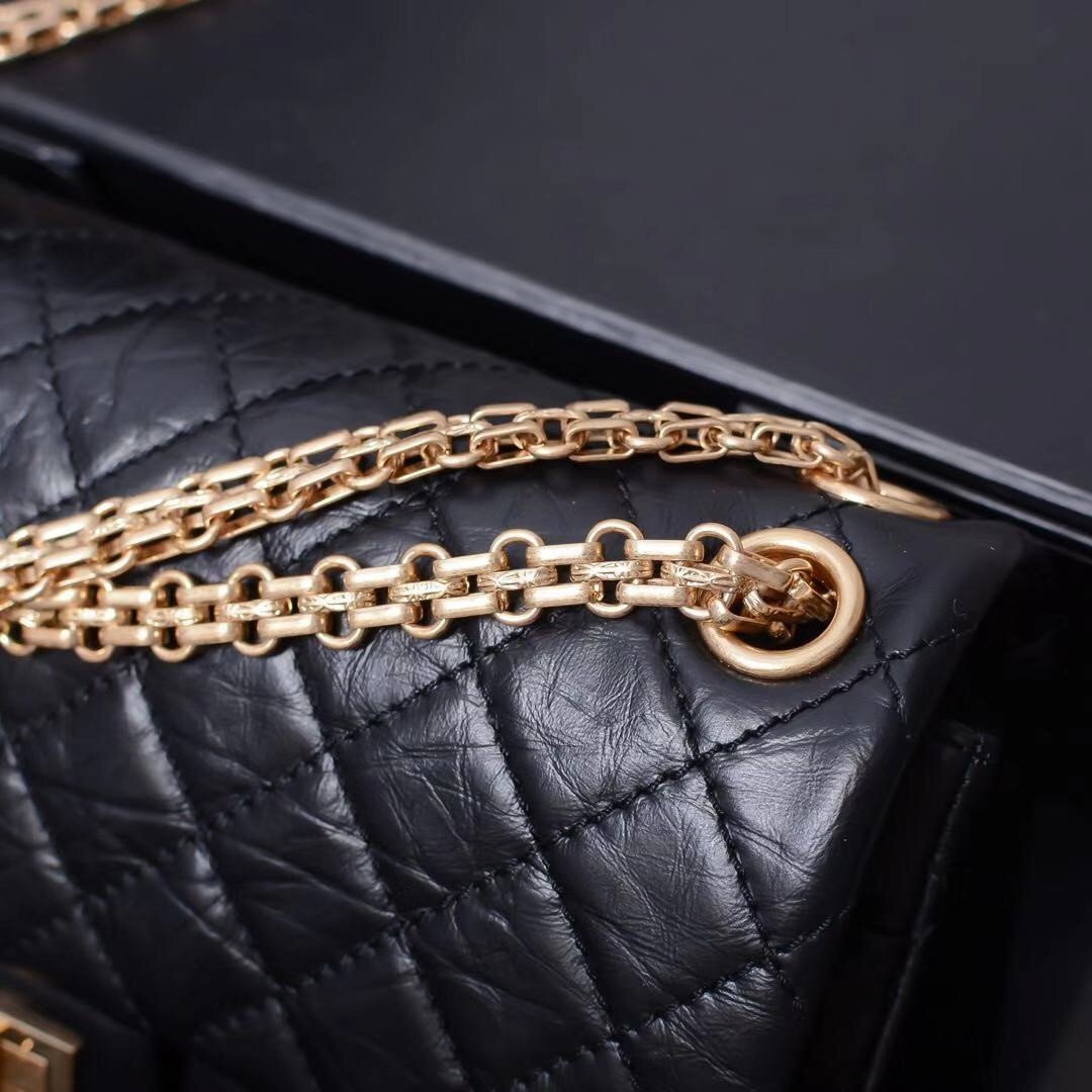 Chanel 2.55 Reissue Flap Bag Black Aged Calfskin 24cm 6