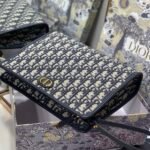 DIOR Oblique Canvas Clutch Bag 26cm Blue 6