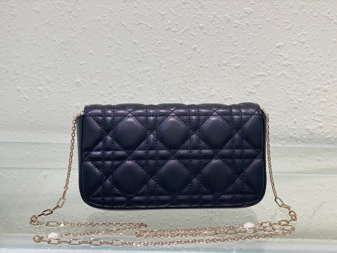 Dior Lady Dior Pouch 19cm Cannage Calfskin with Pearl Detail Chain 6