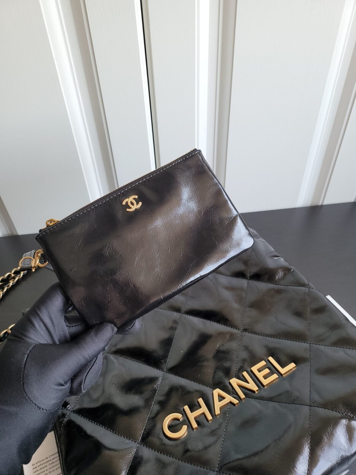 Chanel 22 Shiny “Oil Wax” Calfskin Tote Handbag 6