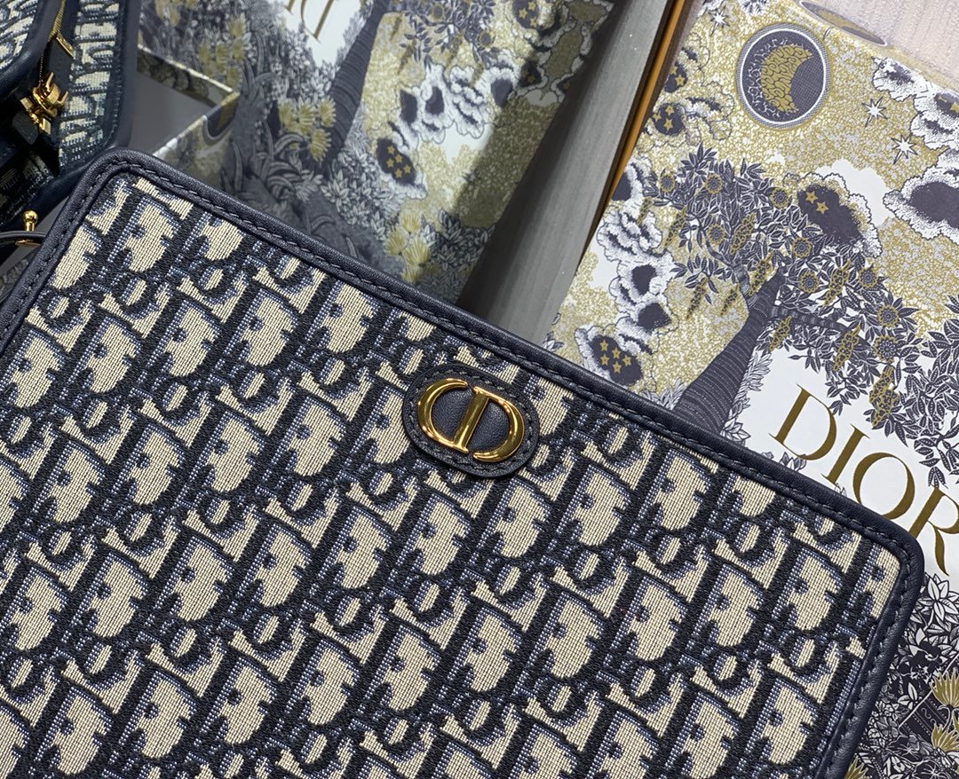 DIOR Oblique Canvas Clutch Bag 26cm Blue 7