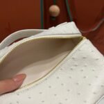 Loro Piana Extra Pocket L19 Ostrich Leather Pouch White 8