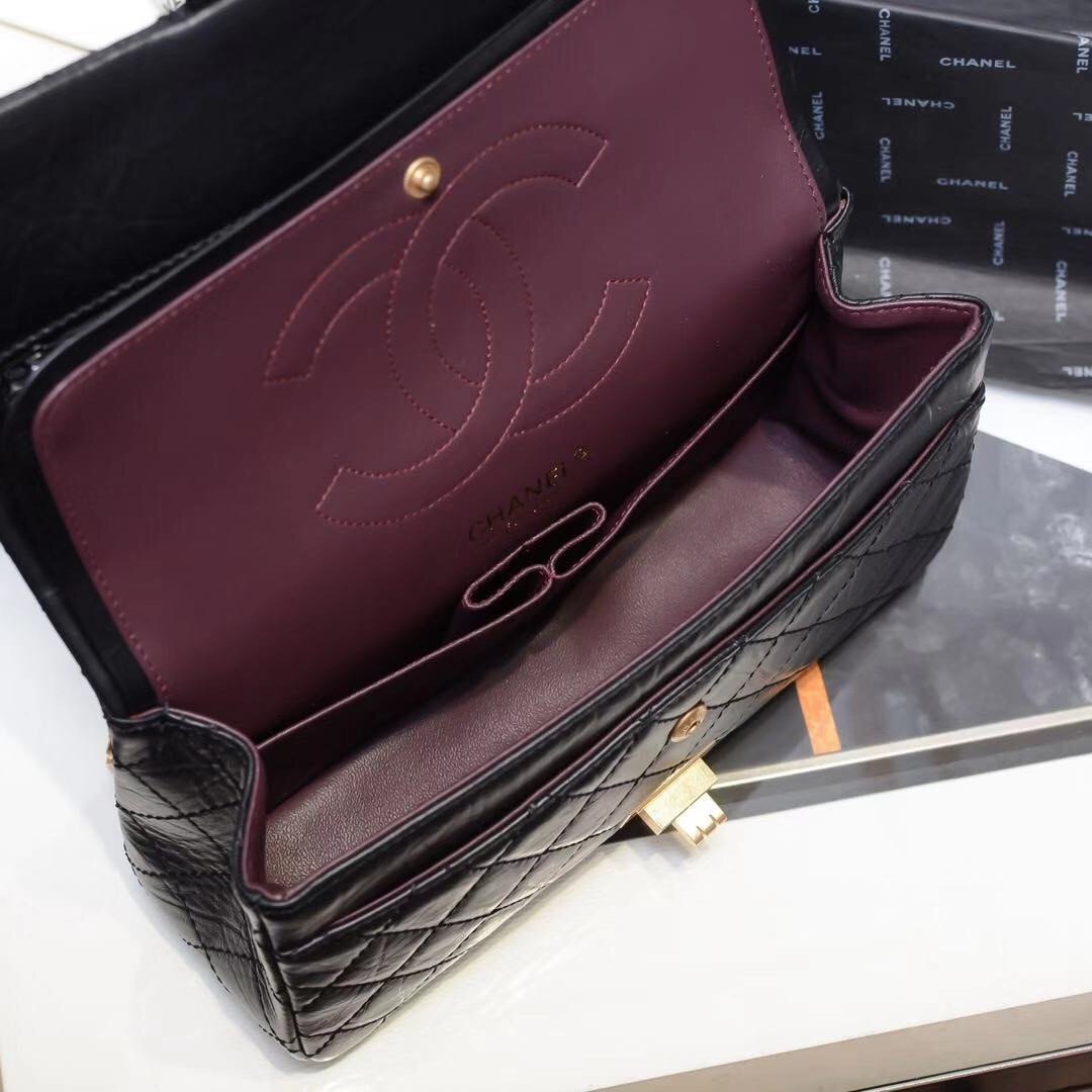 Chanel 2.55 Reissue Flap Bag Black Aged Calfskin 24cm 8