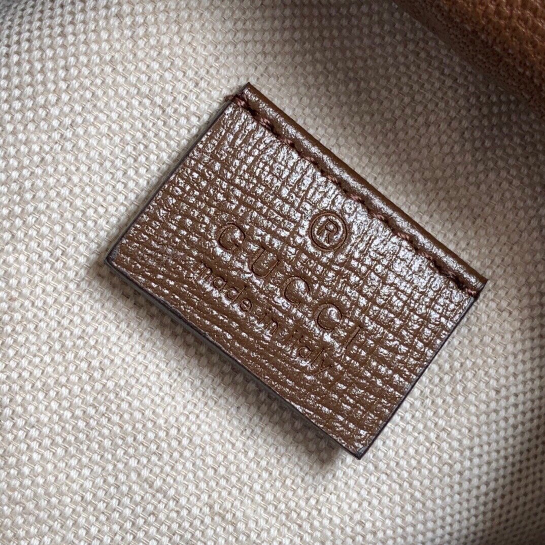 Gucci Horsebit 1995 Mini Bucket Bag 14cm GG Supreme Canvas with Brown Leather Trim 8