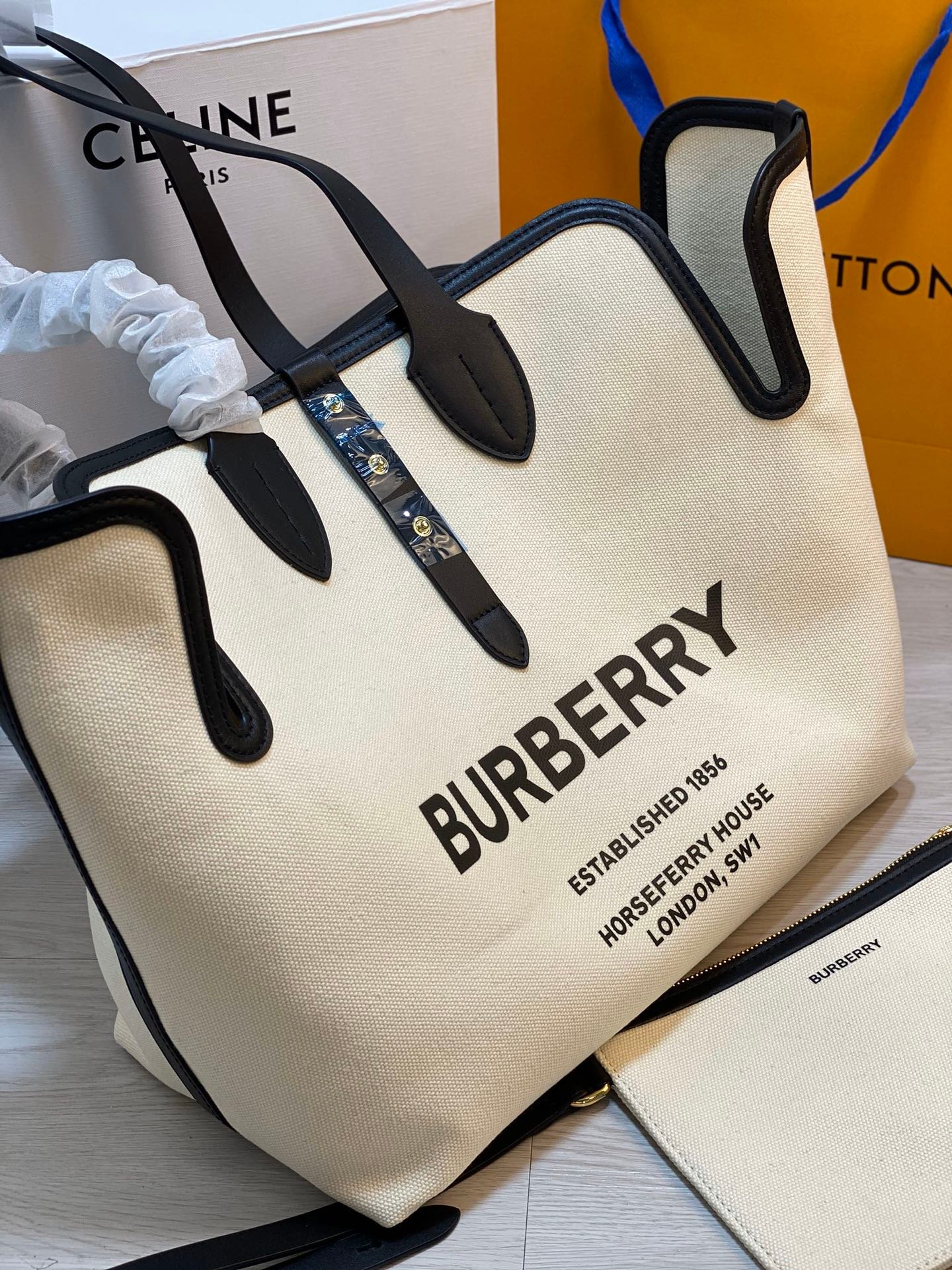 Burberry Horseferry Print Canvas & Leather Freya Tote Bag 8