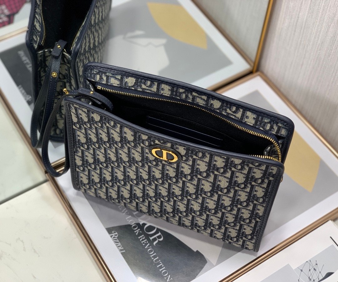 DIOR Oblique Canvas Clutch Bag 26cm Blue 9