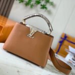 Louis Vuitton Capucines BB Handle Bag 27cm Camel Calfskin with Exotic Python Details