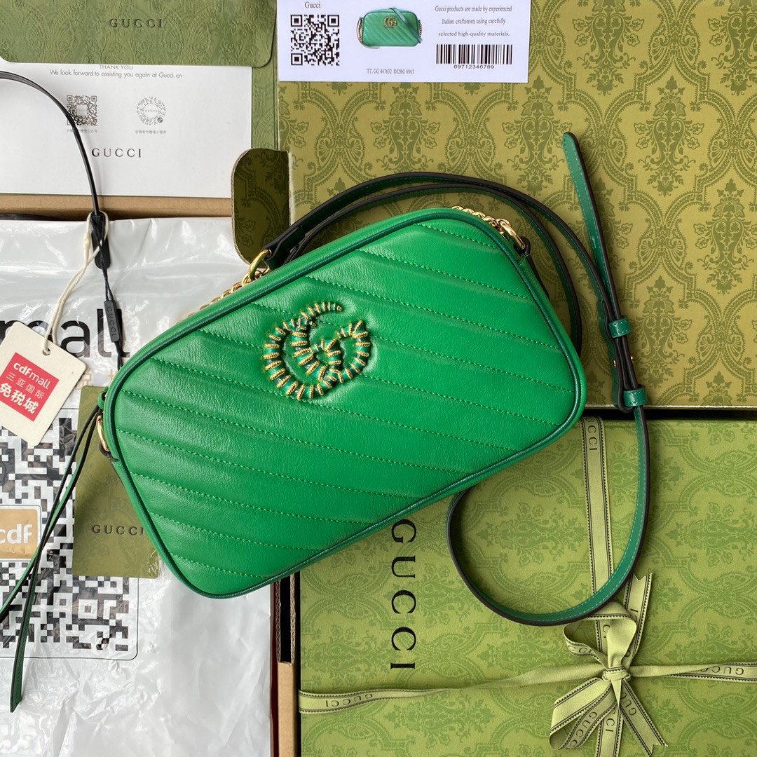 Gucci GG Marmont Torchon Quilted Leather Camera Bag 24cm Italian Original Factory Leather 1