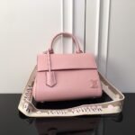 Louis Vuitton Cluny BB in Rose Epi Leather 28cm Modern Top Handle Bag with Jacquard Textile Strap