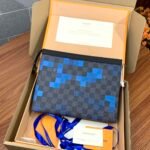 Louis Vuitton Pochette Voyage MM in Damier Graphite Pixel 27cm Limited Edition Blue Mosaic Men’s Travel Pouch & Clutch 1