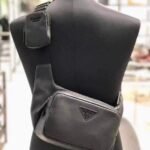 Prada Soft Leather Crossbody Messenger Bag with Detachable Pouch 22cm Modern Black 1
