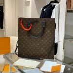 Louis Vuitton Sac Plat Messenger Tote Bag 36cm Virgil Abloh Monogram Canvas with Neon Chain