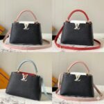 Louis Vuitton Capucines PM 31.5cm Colorblock Taurillon Leather Handbag Black