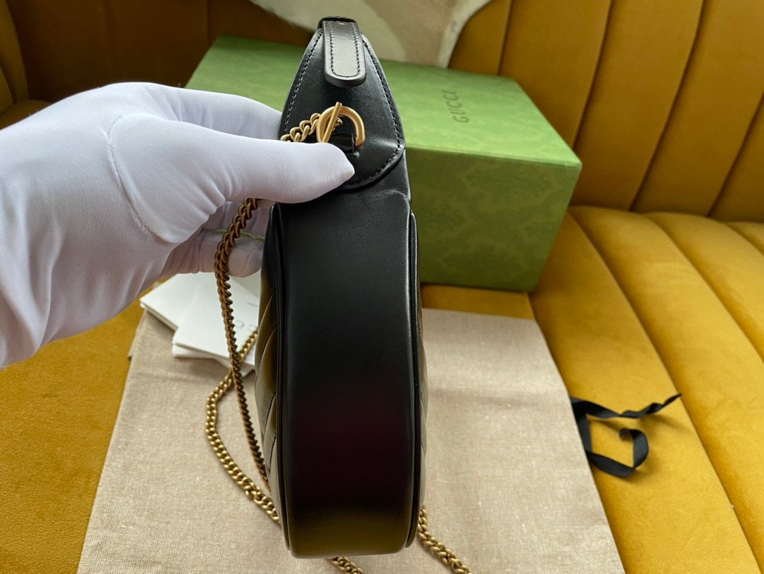 Gucci GG Marmont Half-Moon Mini Bag 21cm Matelassé Leather Edition 11