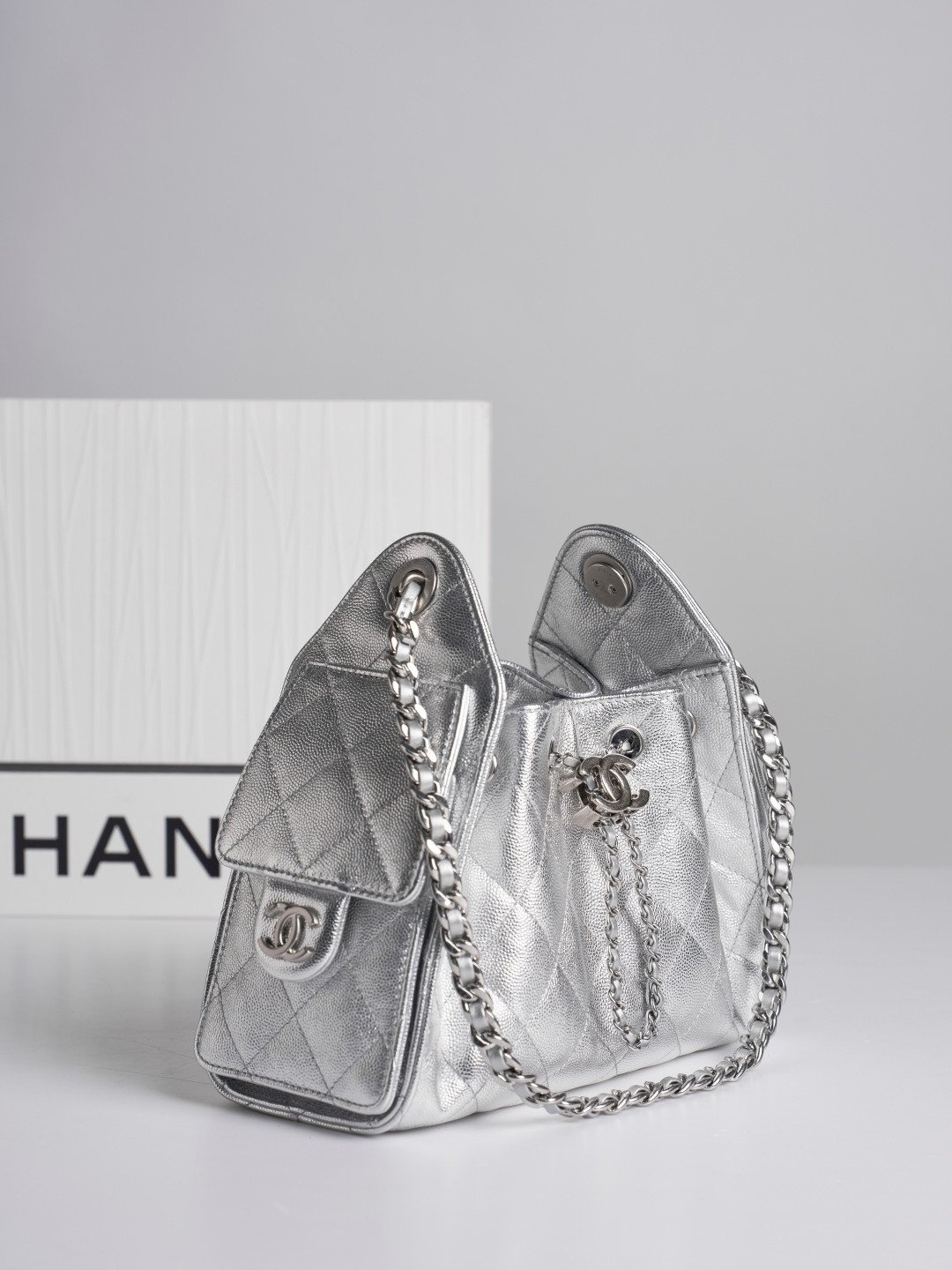 Chanel 26C Collection Size 25 Mini Drawstring Handbag 4 Colors Caviar Leather “Effortless Chic” Bucket Bag 13