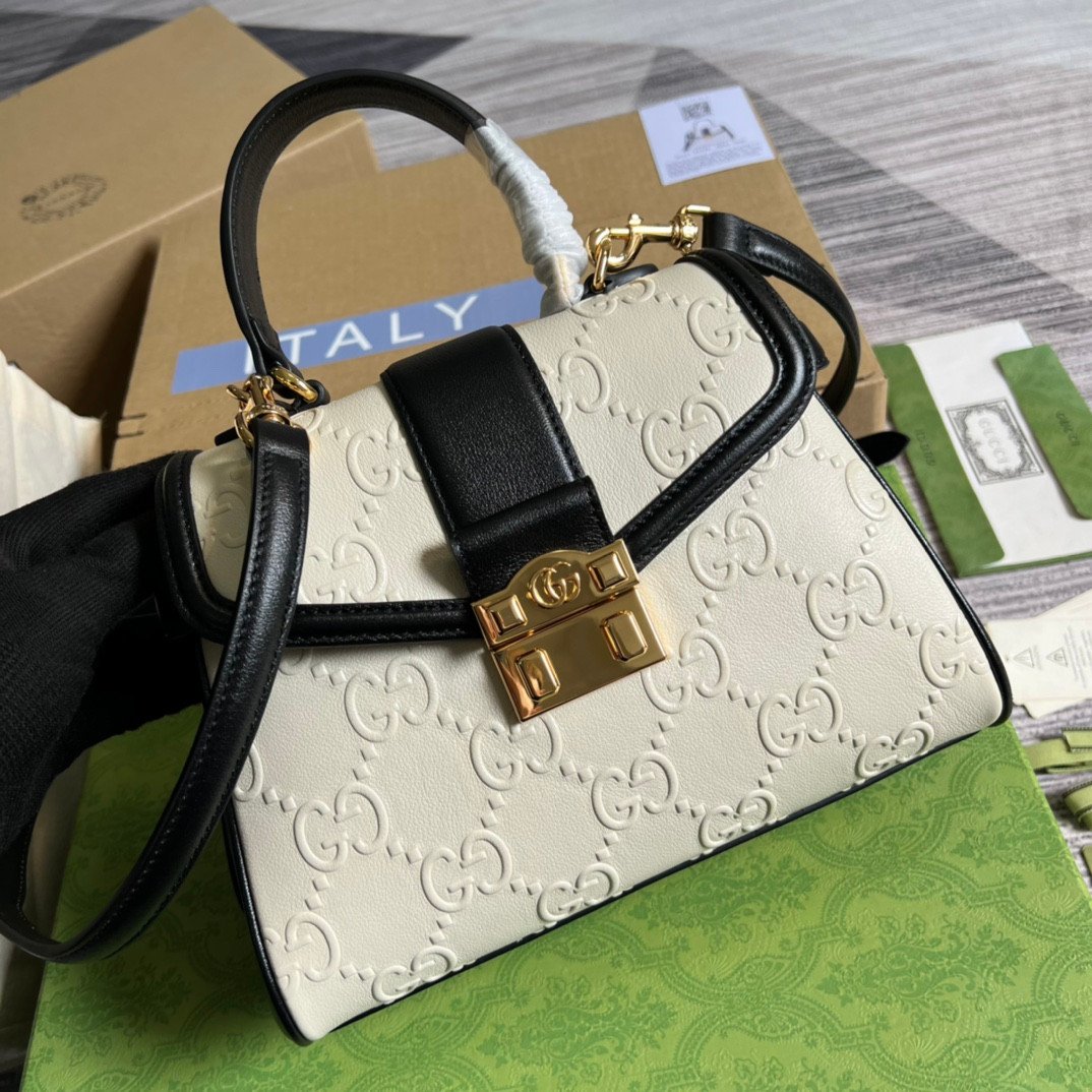 Gucci Small GG Embossed Leather Top Handle Shoulder Bag 28.5cm NFC Edition 13