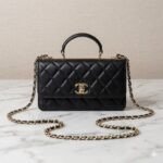 Chanel Trendy CC Quilted Lambskin Flap Bag 22cm with Top Handle and 14k Light Gold Hardware
