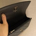 CHANEL White/Black Grained Calfskin Top Handle Mini Flap Bag 18cm with 14K Pale Gold Hardware 18