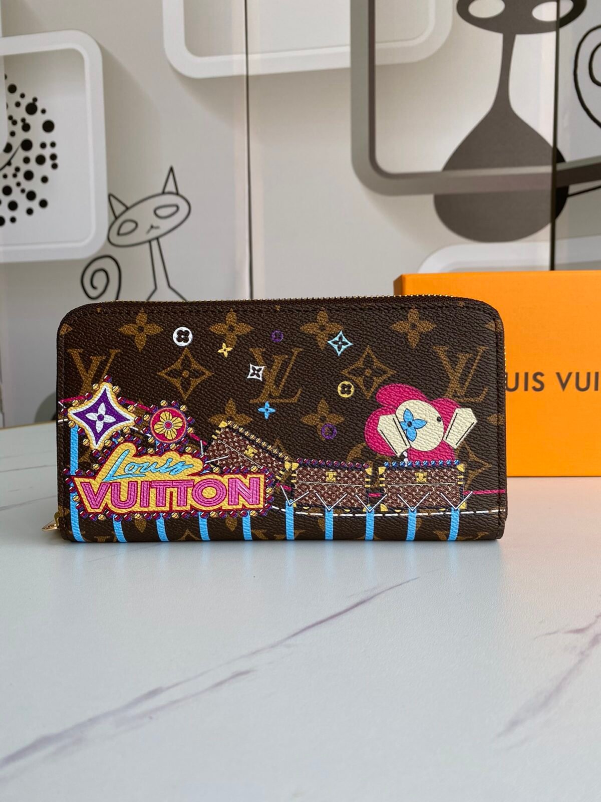 Louis Vuitton M60017 Zippy Wallet 19cm Limited Edition Silkscreen Monogram Canvas 19