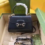 Gucci Horsebit 1955 Top Handle Bag 22cm Black Leather Dual Strap Edition 2