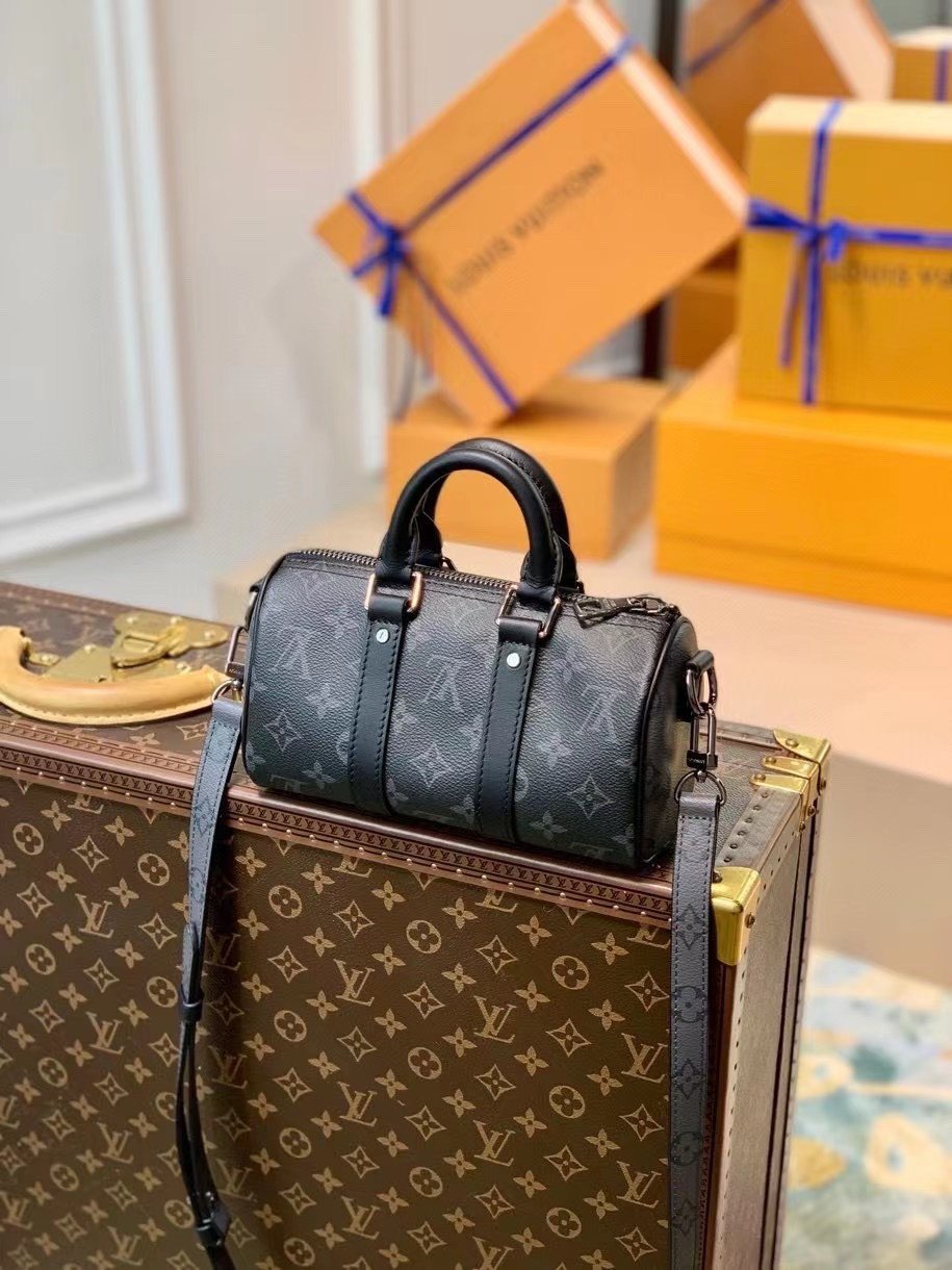 Louis Vuitton Keepall XS Monogram Eclipse – Classic Black Mini Duffle Bag 21cm 2