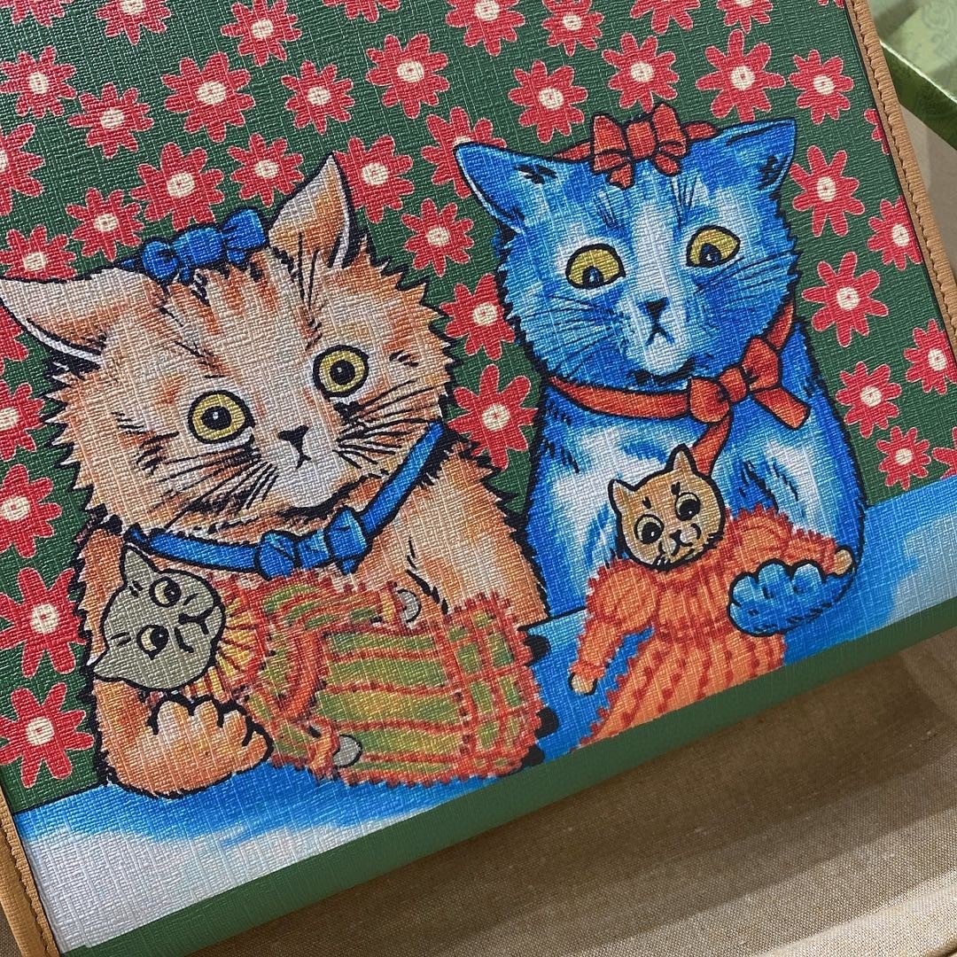 Gucci Children’s Cat Tote Bag 28cm Louis Wain Inspired Floral Supreme Canvas with Brown Trim 2