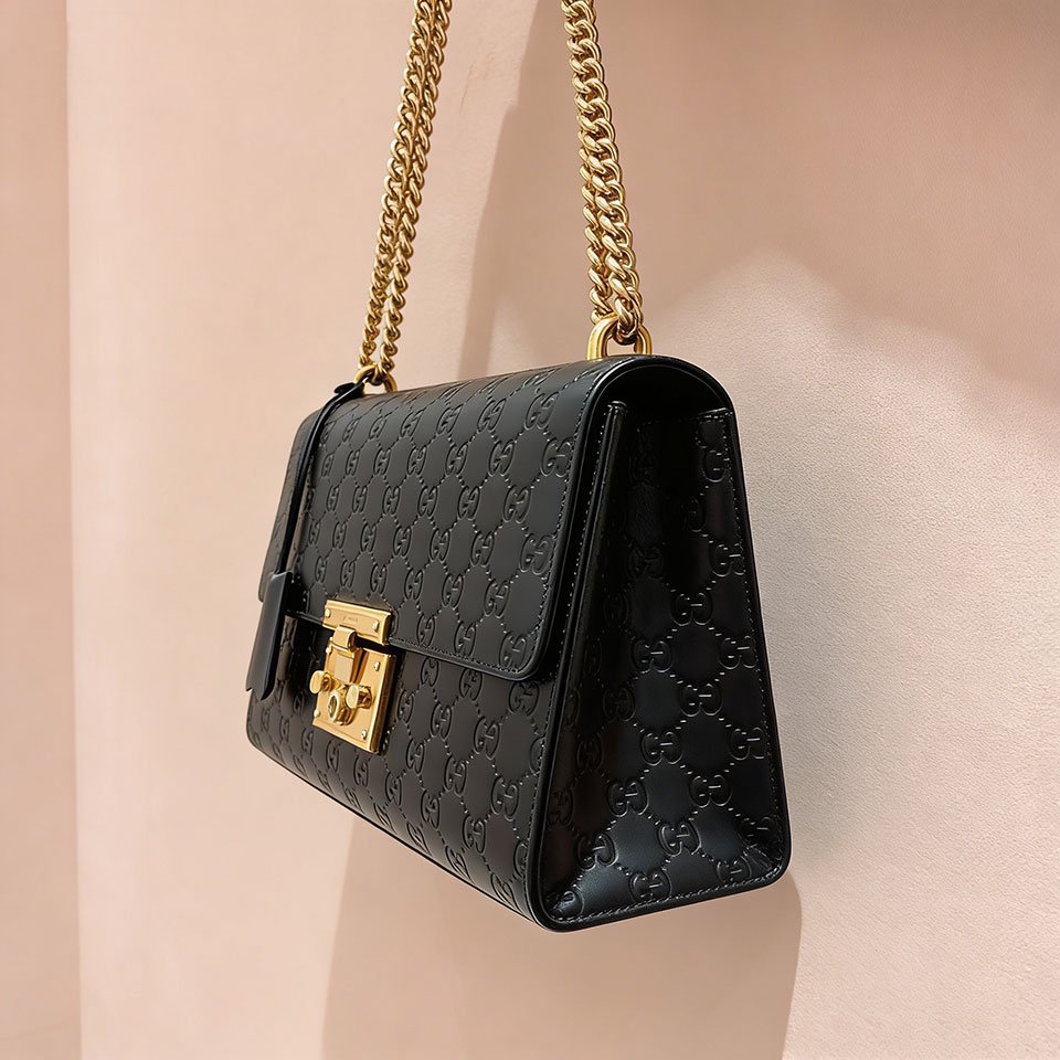 Gucci Padlock Small Signature Leather Shoulder Bag 20cm Black Embossed GG with Gold Hardware 2