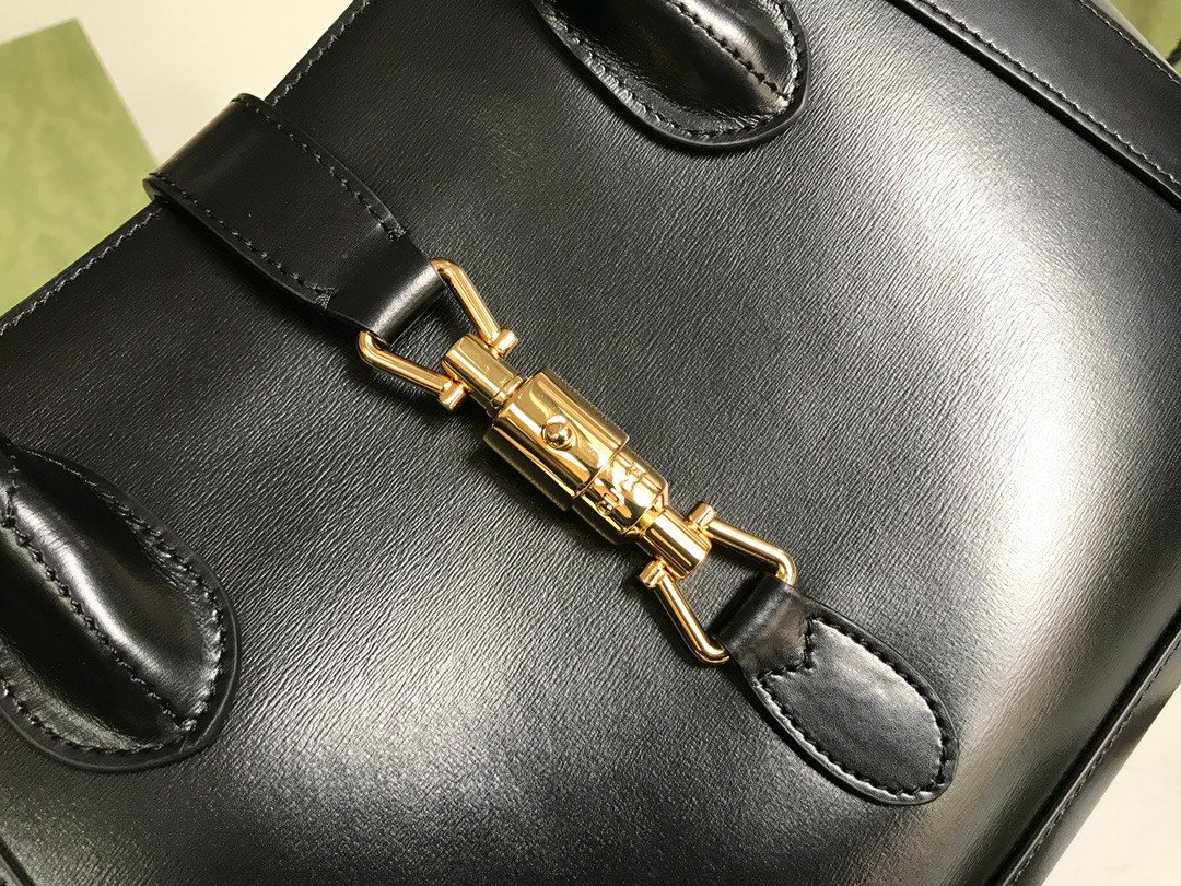 Gucci Jackie 1961 Medium Leather Tote Bag 30cm Signature Piston Closure & Detachable Strap 22