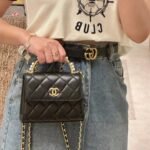 Chanel Black Quilted Lambskin Mini Flap Bag 15cm with Pearl Handle & Vintage Hardware 22