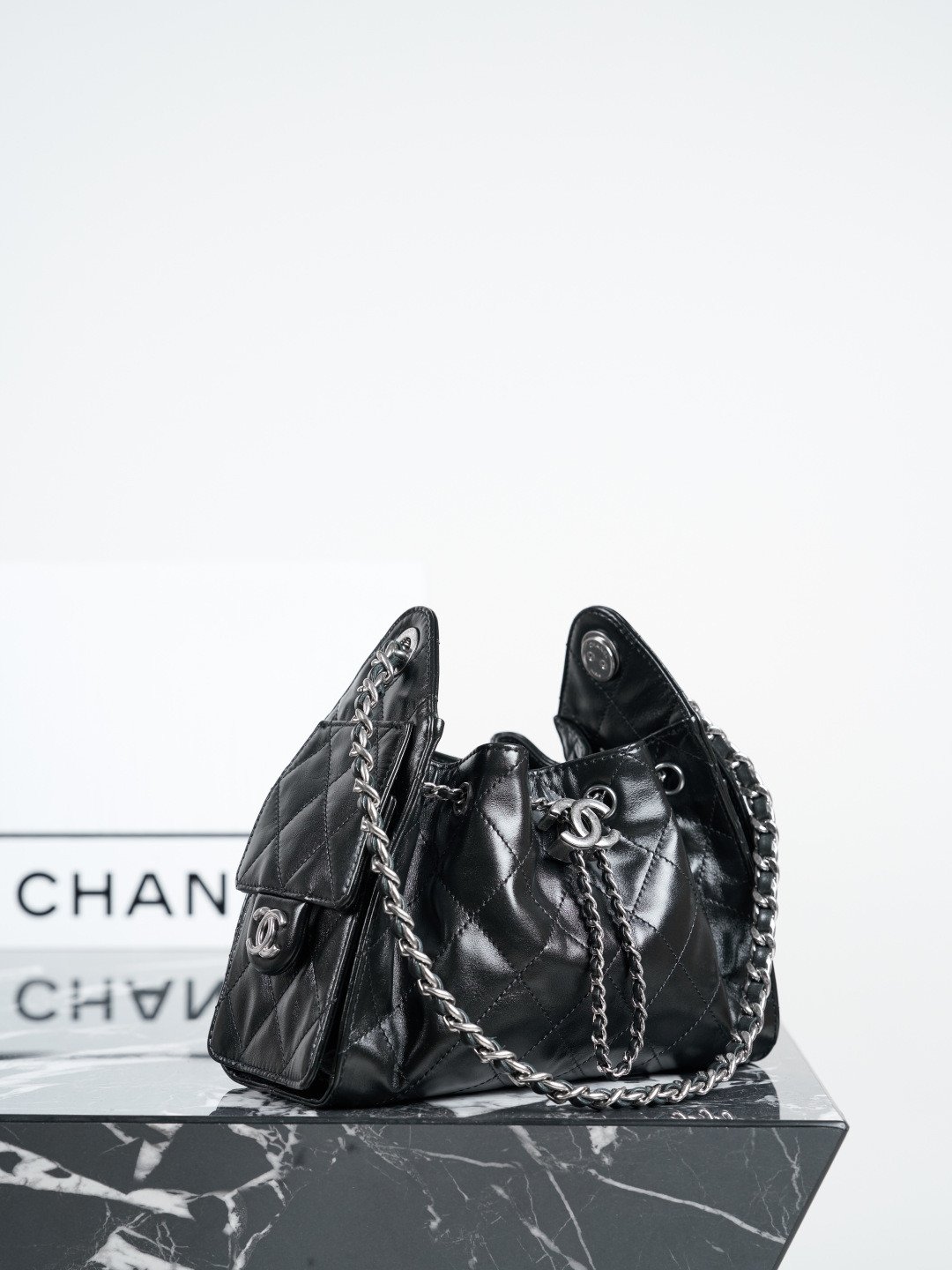 Chanel 26C Collection Size 25 Mini Drawstring Handbag 4 Colors Caviar Leather “Effortless Chic” Bucket Bag 23