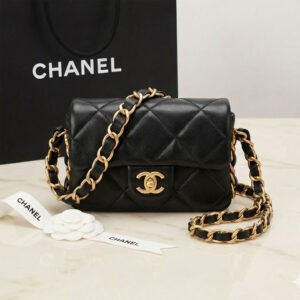Chanel Classic Mini Quilted Lambskin Flap Bag 17cm in Black with Vintage Gold-Tone Hardware