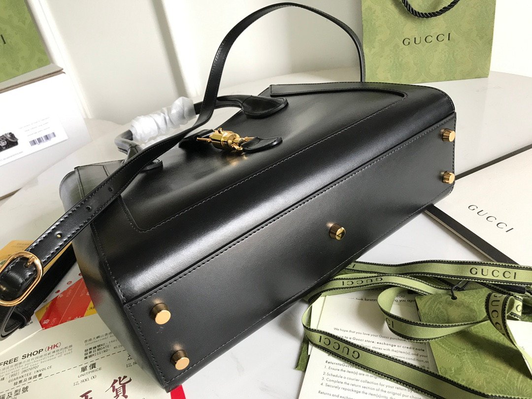 Gucci Jackie 1961 Medium Leather Tote Bag 30cm Signature Piston Closure & Detachable Strap 24