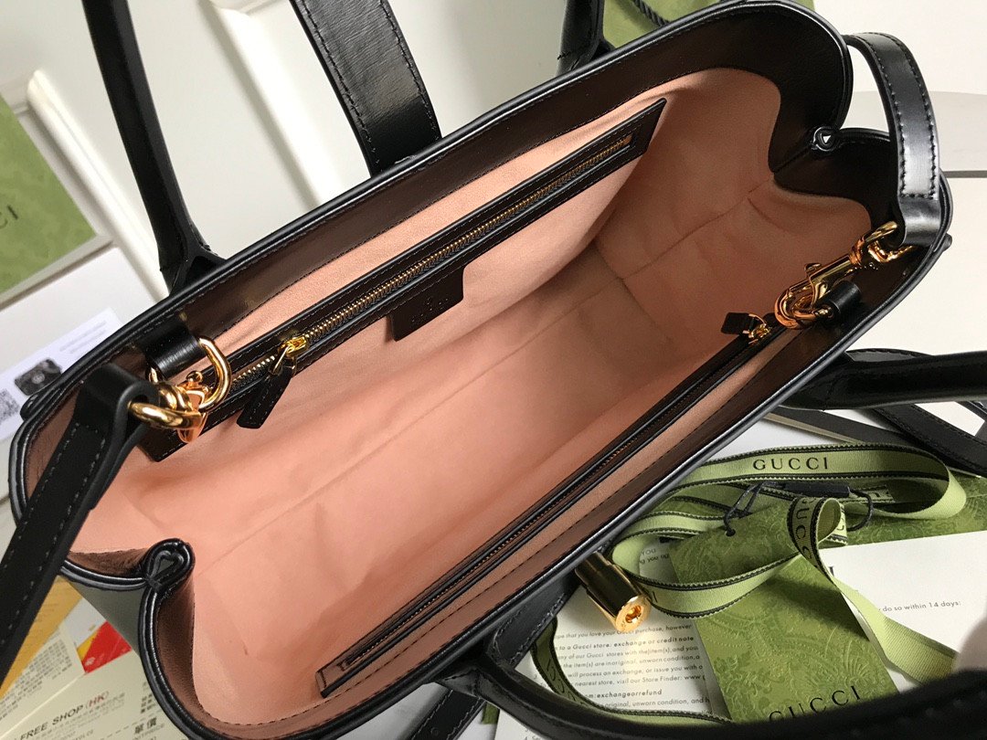 Gucci Jackie 1961 Medium Leather Tote Bag 30cm Signature Piston Closure & Detachable Strap 26